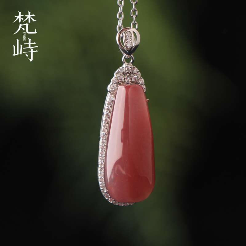 南红玛瑙水滴925银吊坠挂件