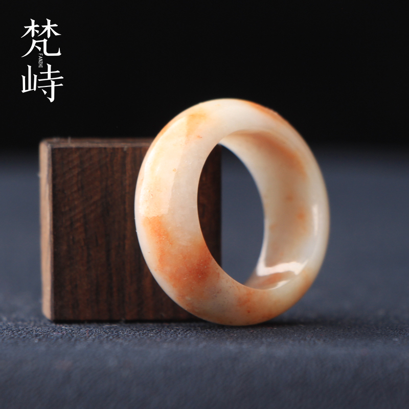 梵峙18翡翠指环戒指撒红翡