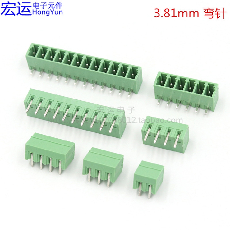 绿色座子 焊板 2EDG-3.81插座 2P-12P 90度弯角 3.81mm卧式 弯针