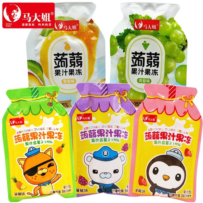 马大姐蒟蒻果汁果冻500g水果味口袋果冻儿童糖果零食独立包装