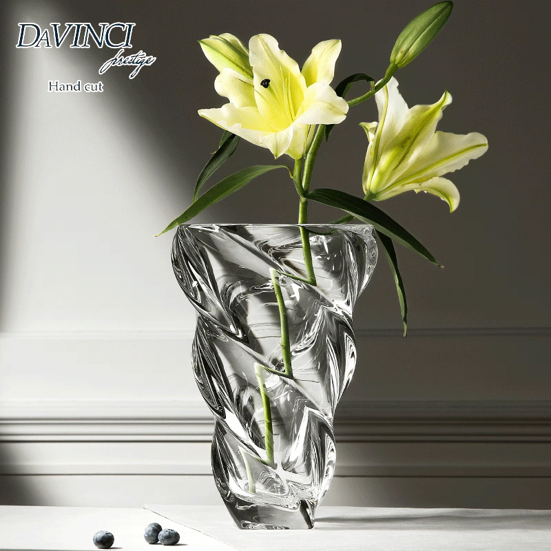 达芬奇水晶玻璃花瓶热风扭纹设计
