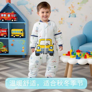 儿童睡袋秋冬季恒温纯棉中大童纯棉小学生睡袍防踢被神器四季通用