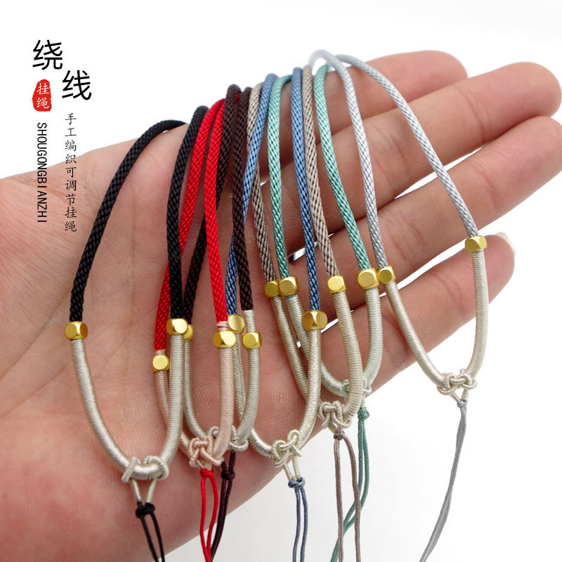 吊坠挂绳玉佩翡翠玉坠珠宝吊坠项链绳挂件绳手工编织绳可调节简约