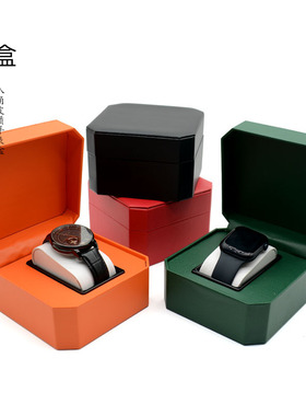 PU皮革八角翻盖手表盒 首饰收纳包装盒高档礼盒高级精致包装盒