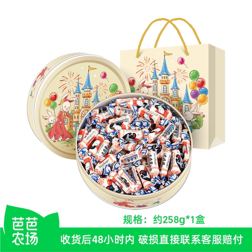 【芭芭农场】大白兔奶糖约258g*1盒城堡圆铁盒