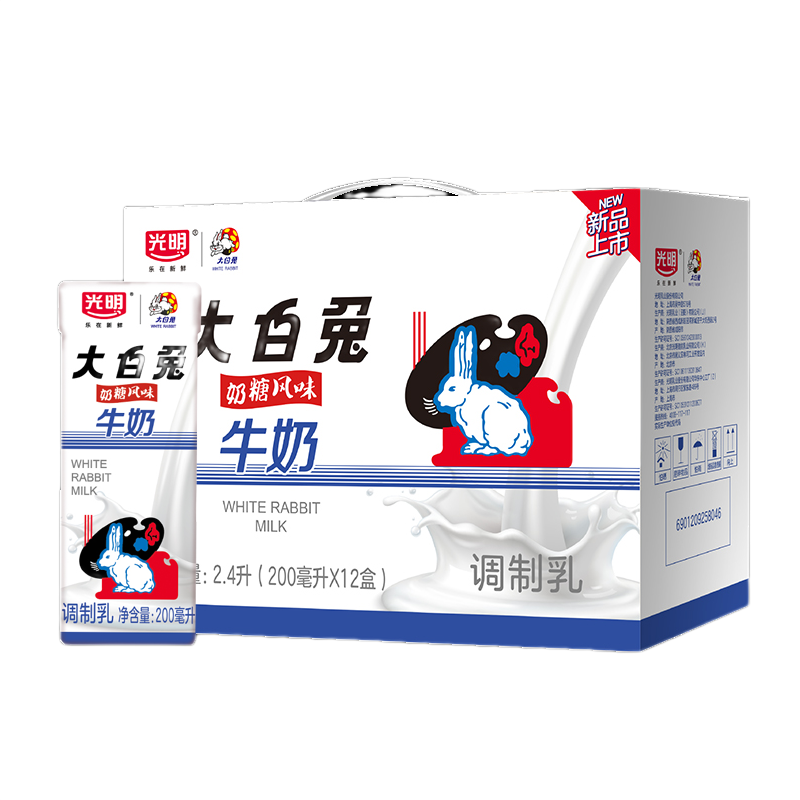 光明大白兔奶糖风味牛奶 200ml*12盒 儿童学生风味牛奶