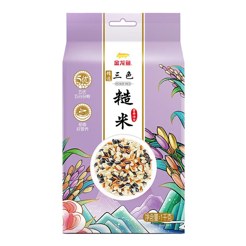 金龙鱼 杂粮 精选三色糙米 1KG【qyg】 粮油调味/速食/干货/烘焙 糙米 原图主图