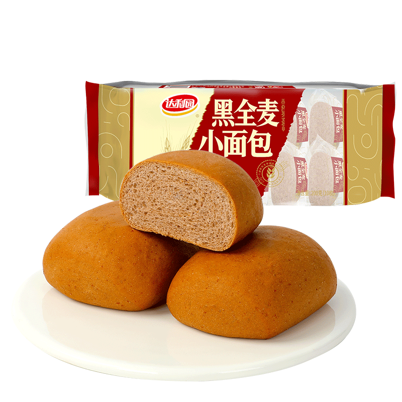 达利园黑全麦小面包早餐糕点零食小吃点心宵夜 200g袋装(10个)