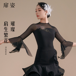 品牌摩登舞烫钻上衣高端比赛服女士春夏舞蹈交谊舞国标连体服2026