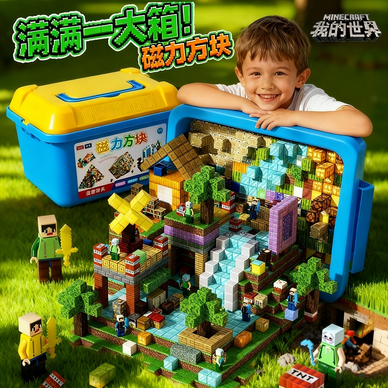 我的世界磁力方块全套正版玩具