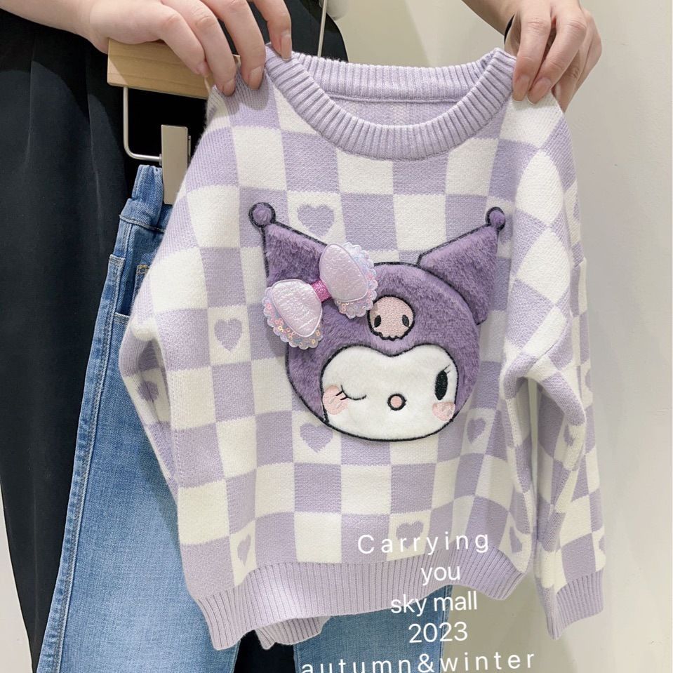 中大童女套头毛衣2025新款洋气儿童加厚库洛米毛线上衣针织衫网红