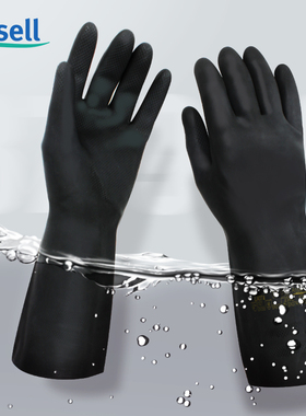 安思尔Ansell87-118橡胶防化学实验室防酸碱家用防护劳保工作手套