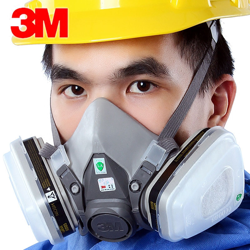 3M6200防毒面具配6005滤毒盒防甲醛有机蒸气喷漆工业粉尘防护面罩