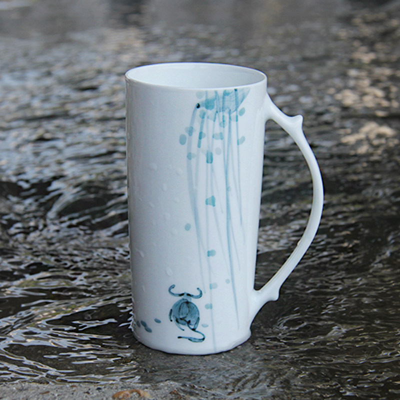 春火艺术家手绘乐牛系列马克杯陶瓷杯子高温釉下彩原创设计创意