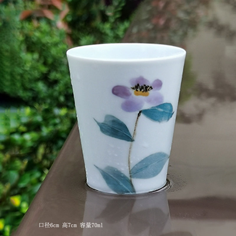 春火手工手绘桂花山茶花品杯景德镇墨古法复古茶杯品茗闻香高品味