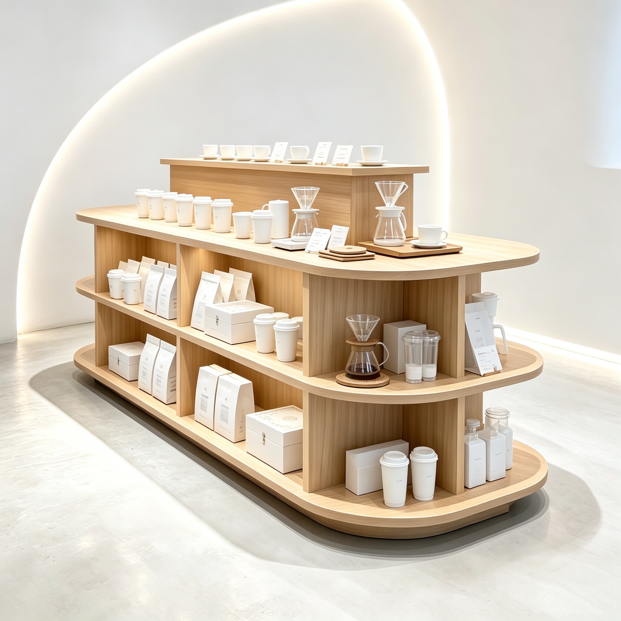 定制中岛台展示柜商铺便利店陈列柜文创产品高端展台多层货架堆头