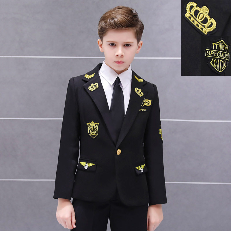 男孩儿童演出西服机长制服小礼服