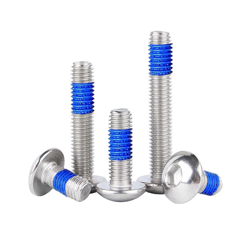 304不锈钢点胶圆头内六角螺丝圆杯涂胶带胶防松螺钉M2M3M4M5M6M8