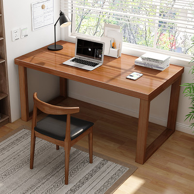 全实木书桌长条桌靠窗靠墙窄桌子写字台工作室卧室双人办公电脑桌