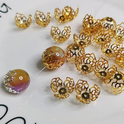 diy合金镂空花托配饰串珠