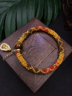 成品立体回纹手镯积土成金纯手工编织手绳可穿珠配件饰品礼物