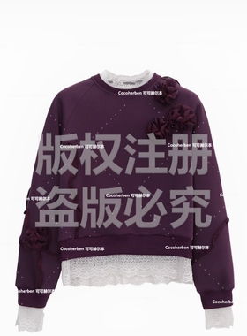 CocoHerben定制遮肉紫色显瘦时尚加绒加厚新款卫衣LY4946