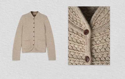 轻熟中式风复古绞花编织感立领羊毛毛衣开衫HBT1023