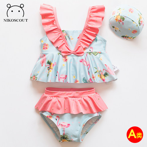 1-3-7裙式三角速干儿童分体泳衣