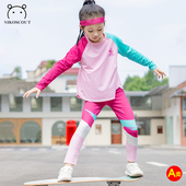 女童套装 运动速干衣舞蹈瑜伽服跑步 羽毛球儿童训练服春秋2025新款