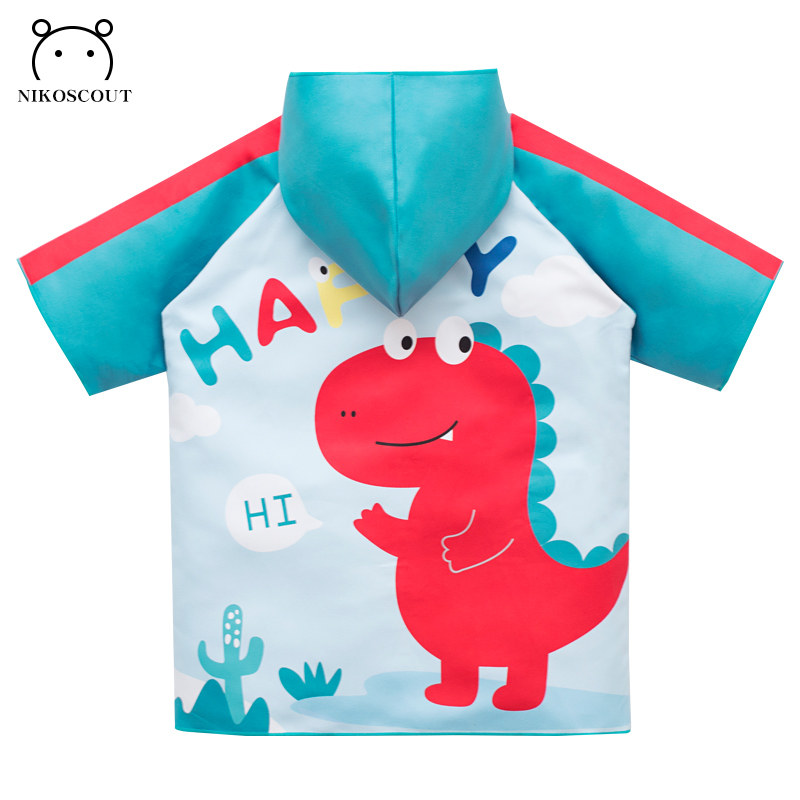 儿童浴袍薄速干浴巾游泳沙滩斗篷恐龙L男童小宝宝连帽吸水毛