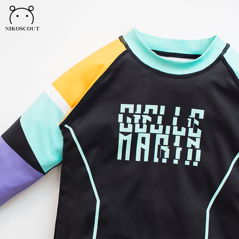 泳衣儿童女孩长袖防晒分体式中大童游泳衣泡温泉韩国少女显瘦泳装