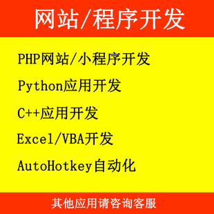 网站小程序PHP/Python/C++/Excel VBA自动化应用软件开发脚本定制