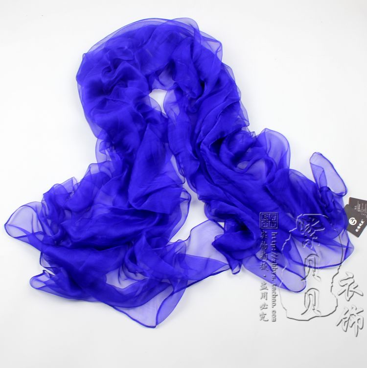 丝巾女百搭黑色真丝春秋夏季桑蚕丝披肩长款薄围巾纯色防晒纱巾