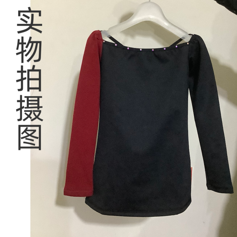 成人儿童花样滑冰训练服套装 镶钻女士秋冬花滑T恤长袖训练长裤绒