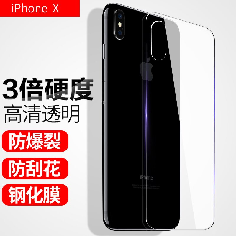 适用苹果Xsmax/XR后膜钢化玻璃iPhone8plus背面改签透明7手机后盖