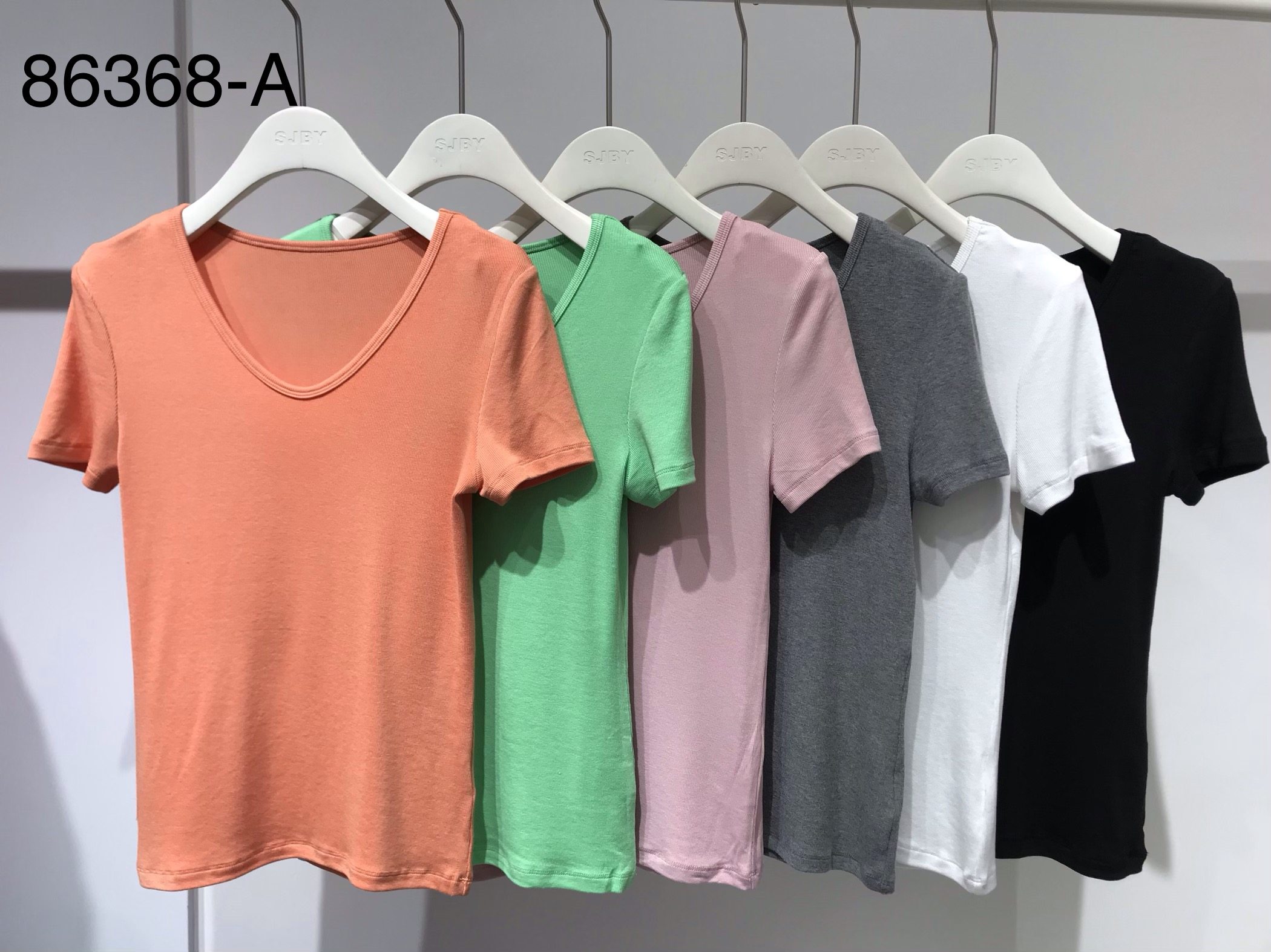 韩版通勤V领简约百搭短袖上衣夏