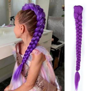 马尾假发辫编发发绳紫色假发辫子彩色麻花辫街舞高马尾辫嘻哈脏辫