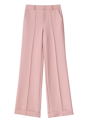 Розовые штаны, высокая талия, свободный прямой крой, коллекция 2023, по фигуре