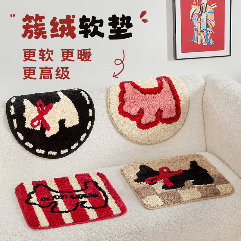 小狗毛绒坐垫椅子垫可爱沙发屁股垫凳子板凳汽车座垫圆形四季通用