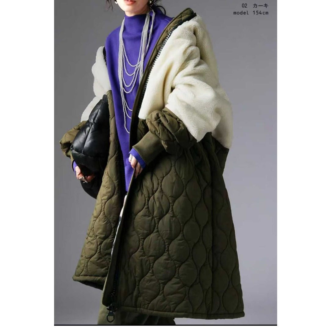 日系时尚拼接夹棉菱形超宽松棉服大码胖MM大衣开衫外套女2025秋冬