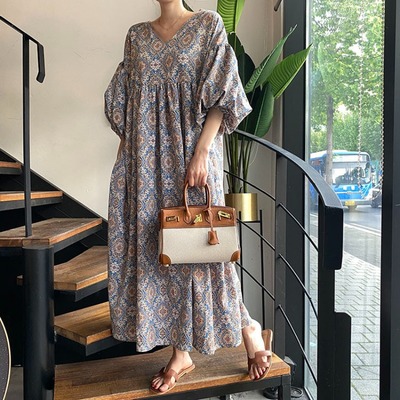 韩国chic宽松胖MM大码复古裙子