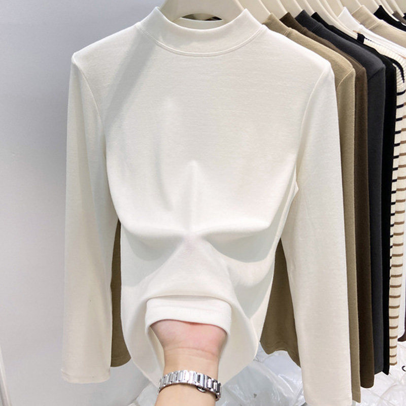 男女童德绒半高领修身打底衫2025新款中大童秋冬内搭立领洋气上衣