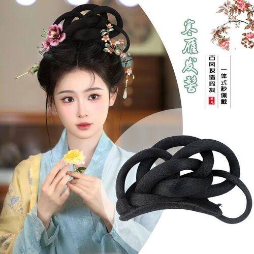 古风汉服假发嫦娥成人唐风一体式发髻发包头饰全套盘发古装垫发