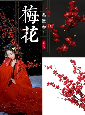 梅花仿真花枝舞蹈道具古风摄影拍照假花汉服手持中式家居装饰摆件