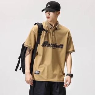 Chwnt日系CityBoy风夏季 男 宽松字母翻领短袖 无信仰T恤POLO衫