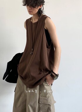 Cityboy夏天日系复古基础款背心男女生宽松纯棉百搭无袖打底汗衫