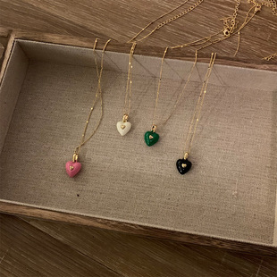 韩国爱心项链高级感小众设计感气质温柔滴油锁骨链简约气质脖颈链