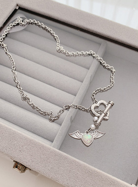 夏季爱心ot扣项链女小众设计感ins嘻哈2022年新款锁骨链冷淡风