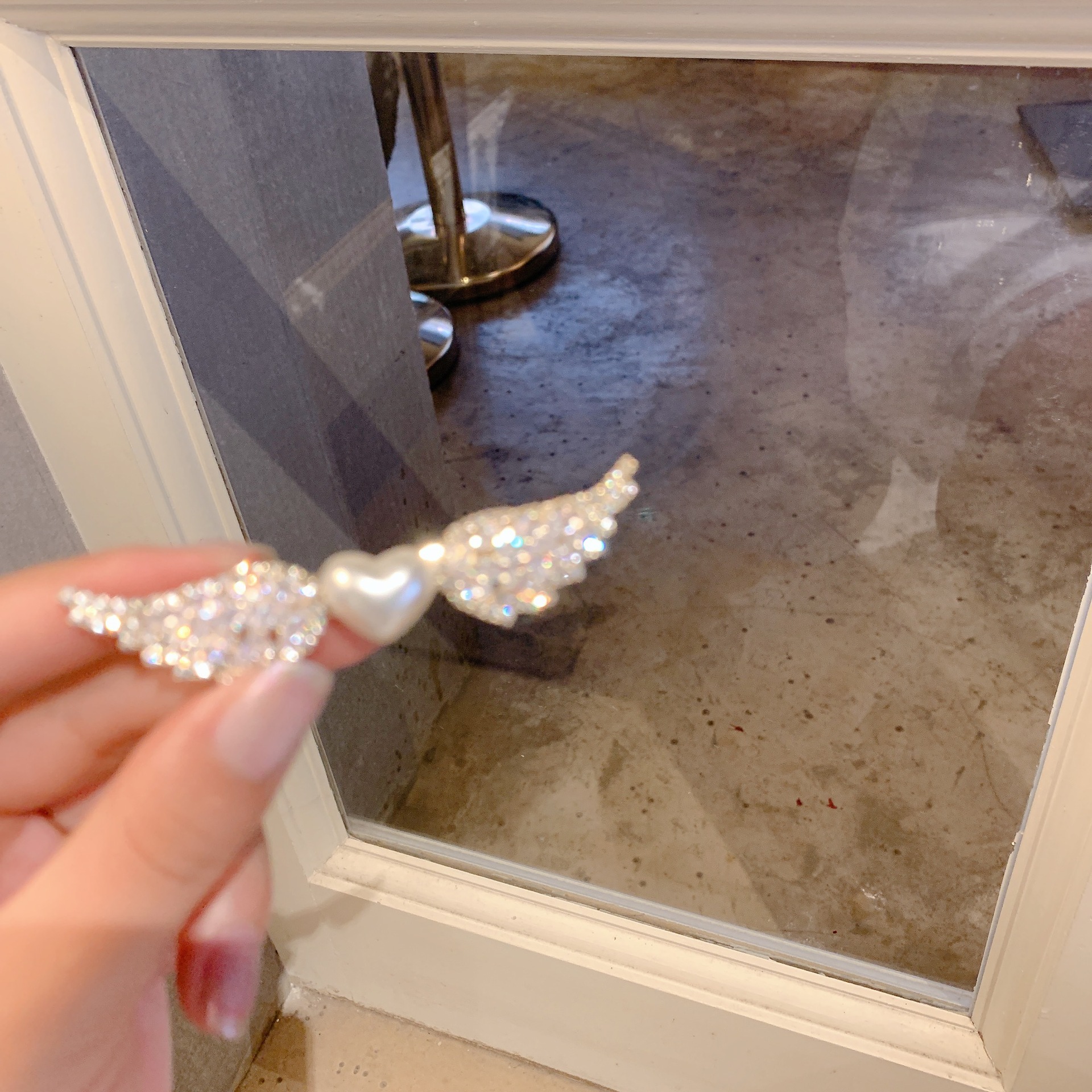 微镶锆石少女风天使翅膀鸭嘴夹