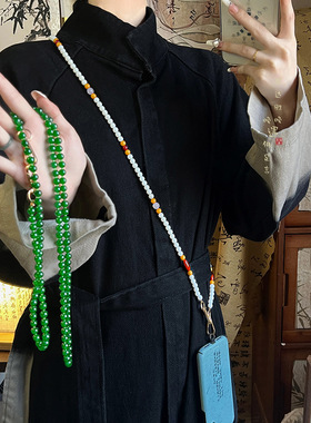 国风绿色珠子串珠项链女2024新款
